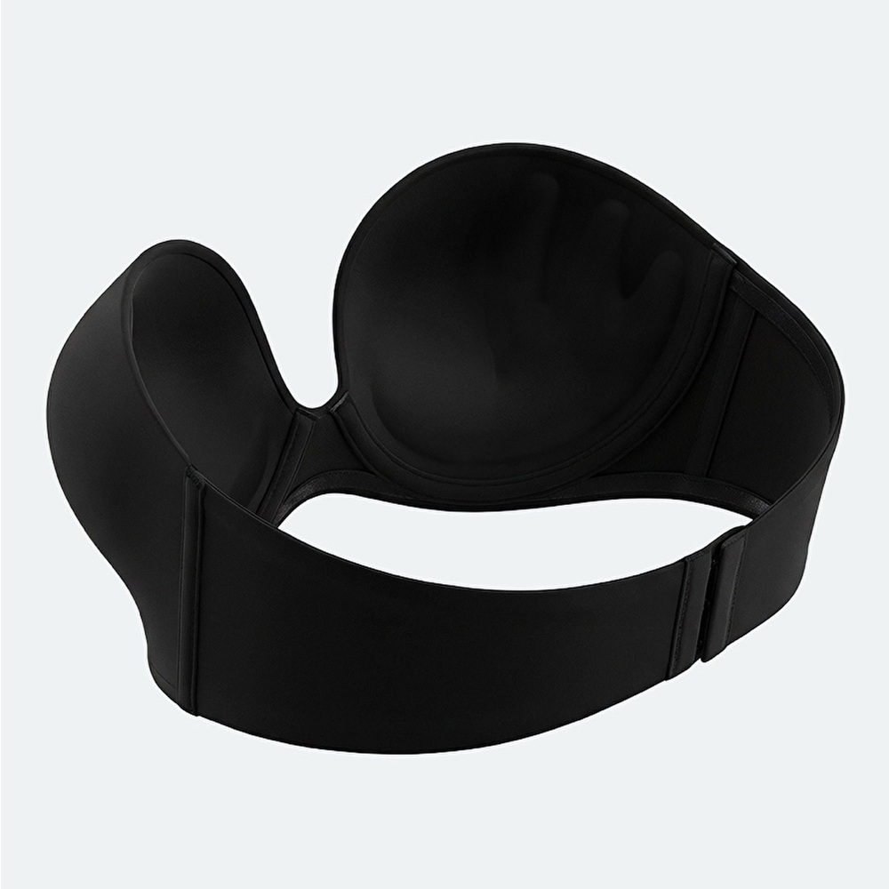 SUWEN Strapless Black Seamless Adhesive Bandeau Bra - Picture 4 of 6